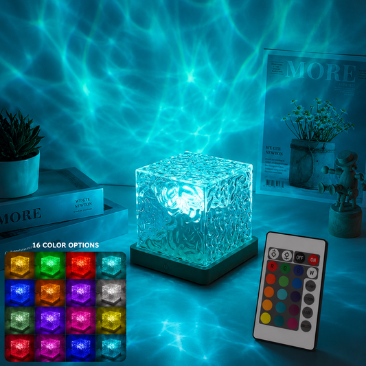Aurora Cube Northern Lights Water Ripple Projector Lamp (16 Colors LED + Remote Control)