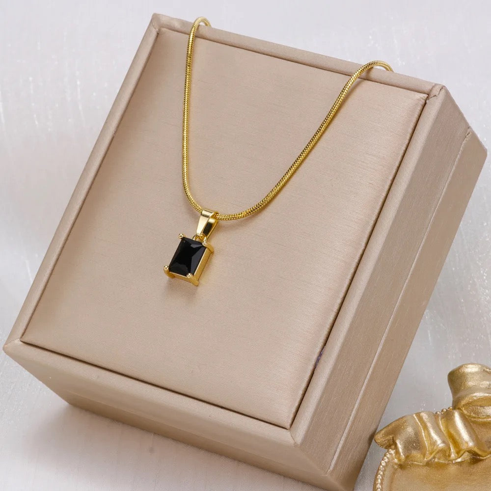 Stainless Steel Zircon Stone Necklace