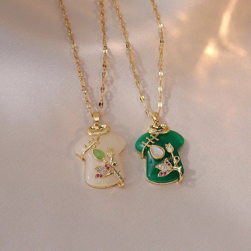 Cute Gipao Gown Jade Necklace