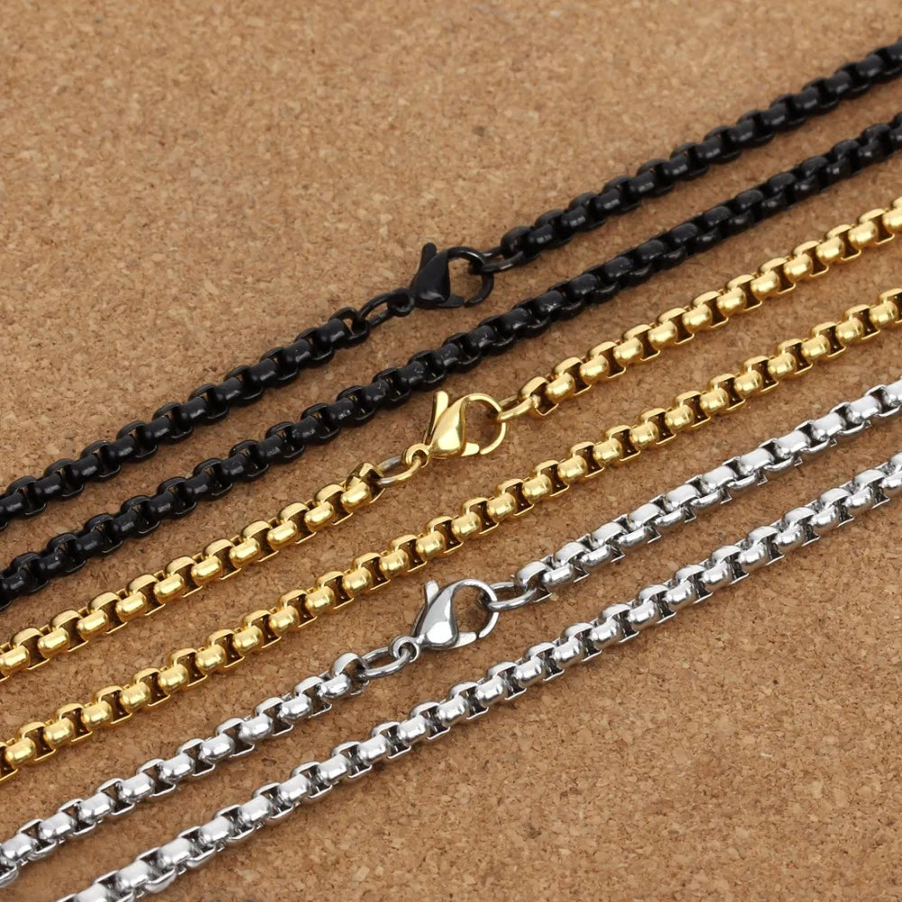 Stainless Steel Round Box Chain (3MM-60CM)