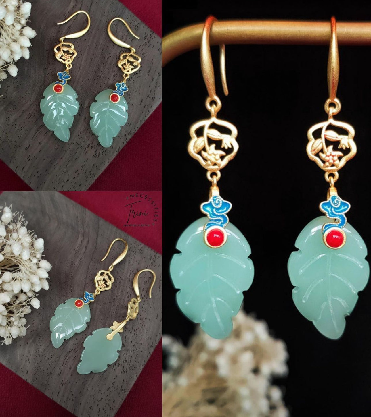 Women Jade Blessings Earrings