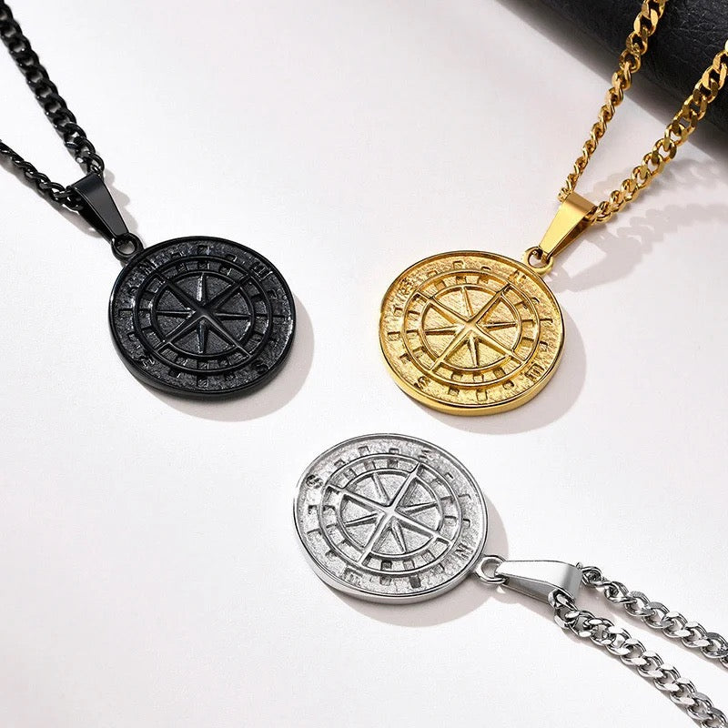 Stainless Steel Compass - Navigation Necklace