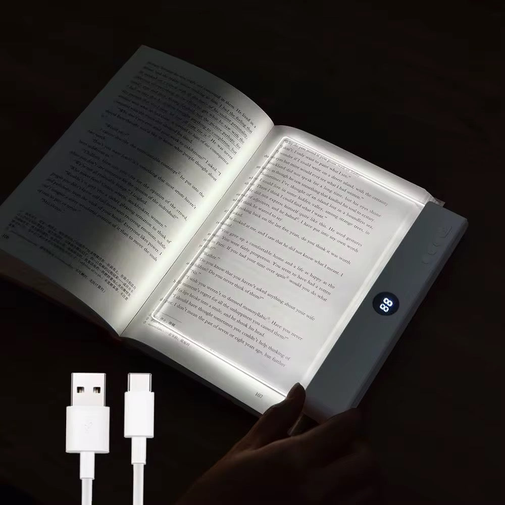 Rechargeable Full-Page 2 in 1 LED Acrylic Panel Reading Book Light – 3 Color Mode