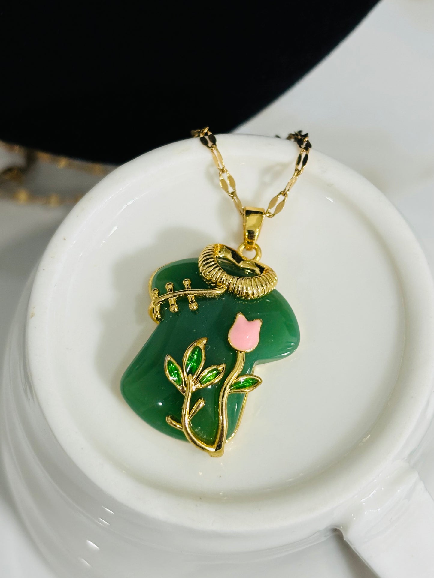 Cute Gipao Gown Jade Necklace