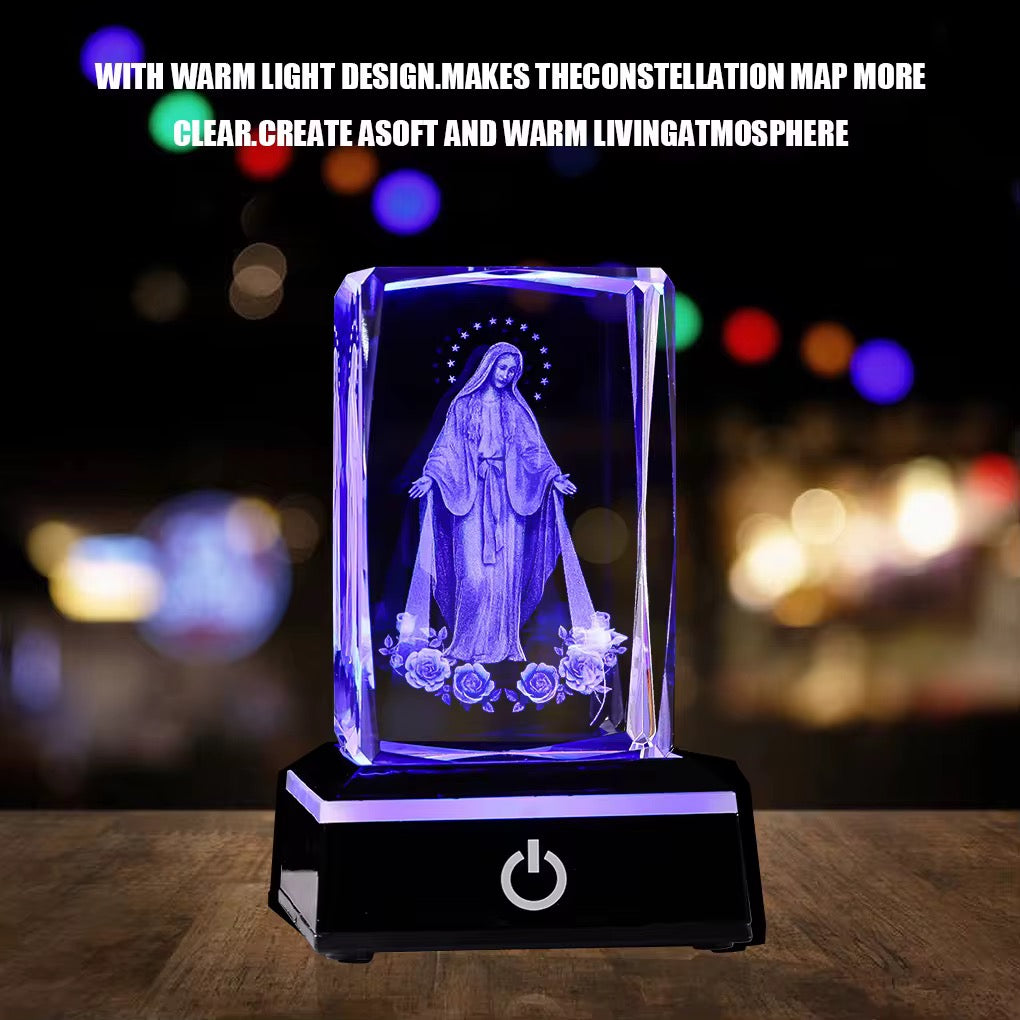 K9 Glass Crystal 3D Laser Engraved Virgin Marry Lamp