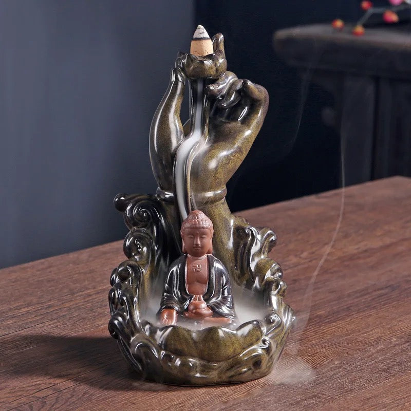 Buddha Incense Holder + 10 Free Back-Flow Incense