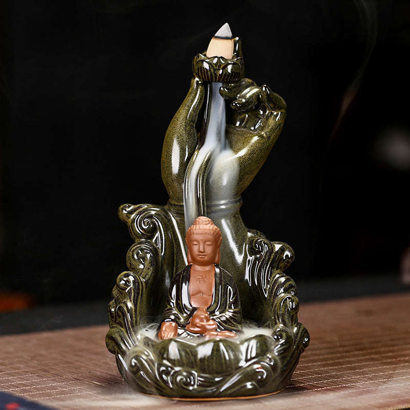 Buddha Incense Holder + 10 Free Back-Flow Incense