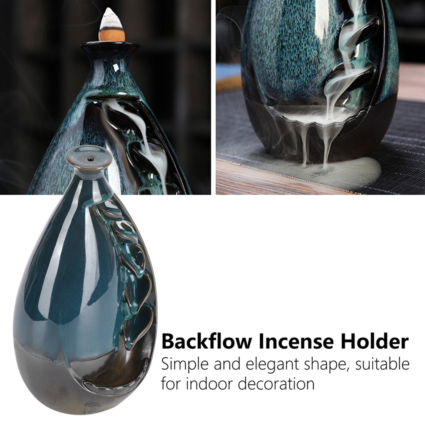 Back-Flow Incense Holder + 10 Free Incense Cones