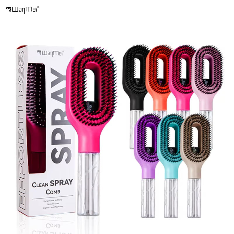 2-in-1 Ionic Hair Mist Brush with Built-In Spray Bottle – Pink