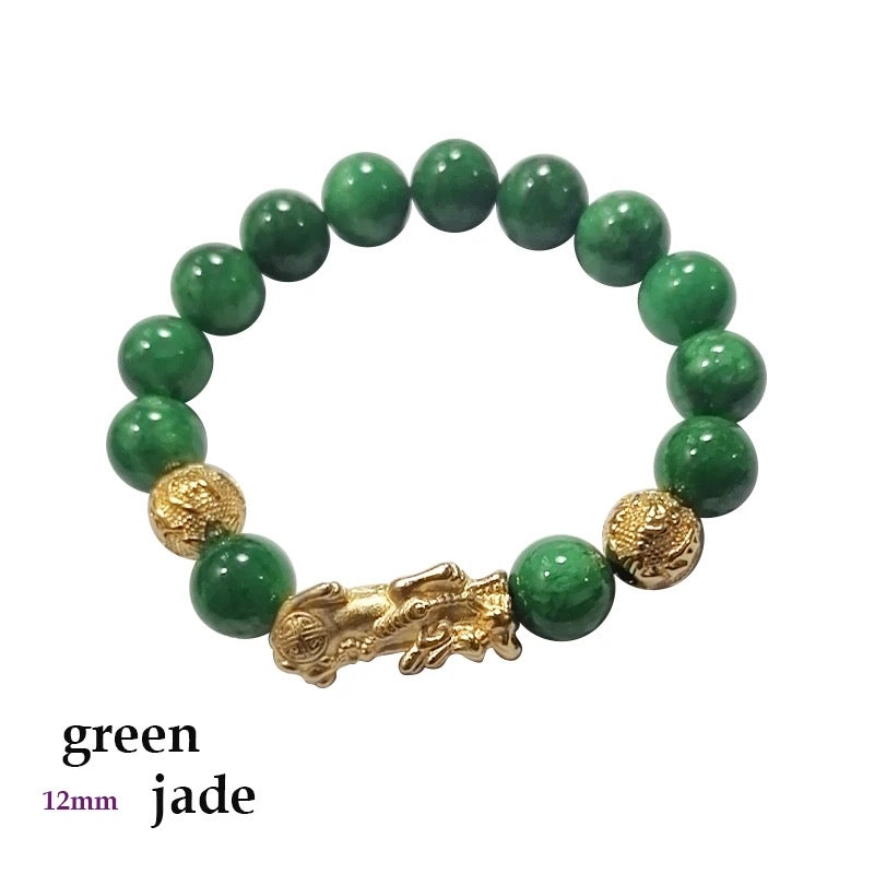 Feng Shui PiXiu Jade Wealth Bracelet (24K Gold Plated)