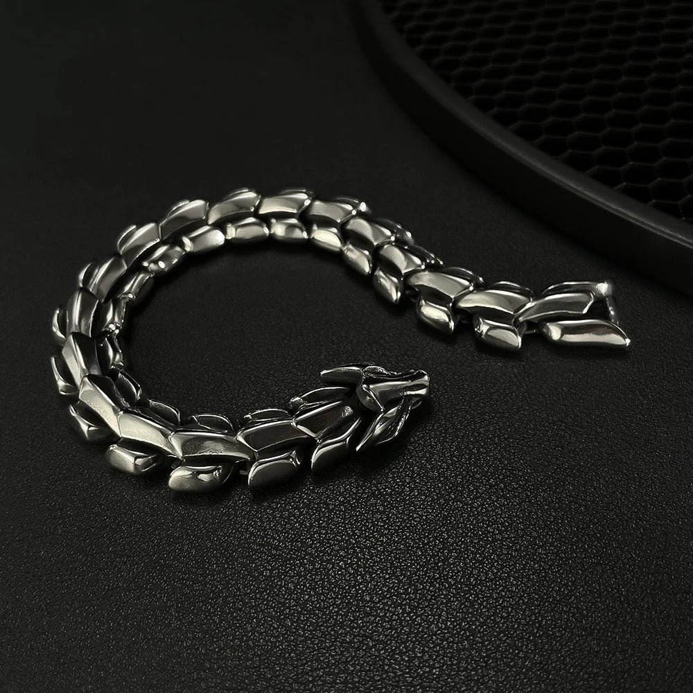 Luxurious Stainless Steel Cuban Dragon Bracelet (15mm Width)