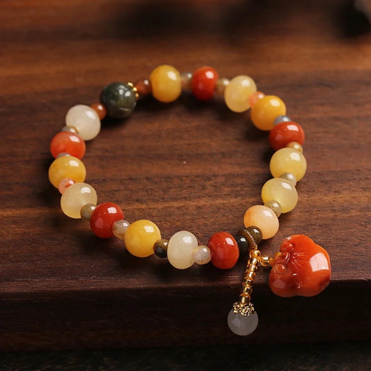 Natural Golden Silk Jade Lucky Charm Bracelet