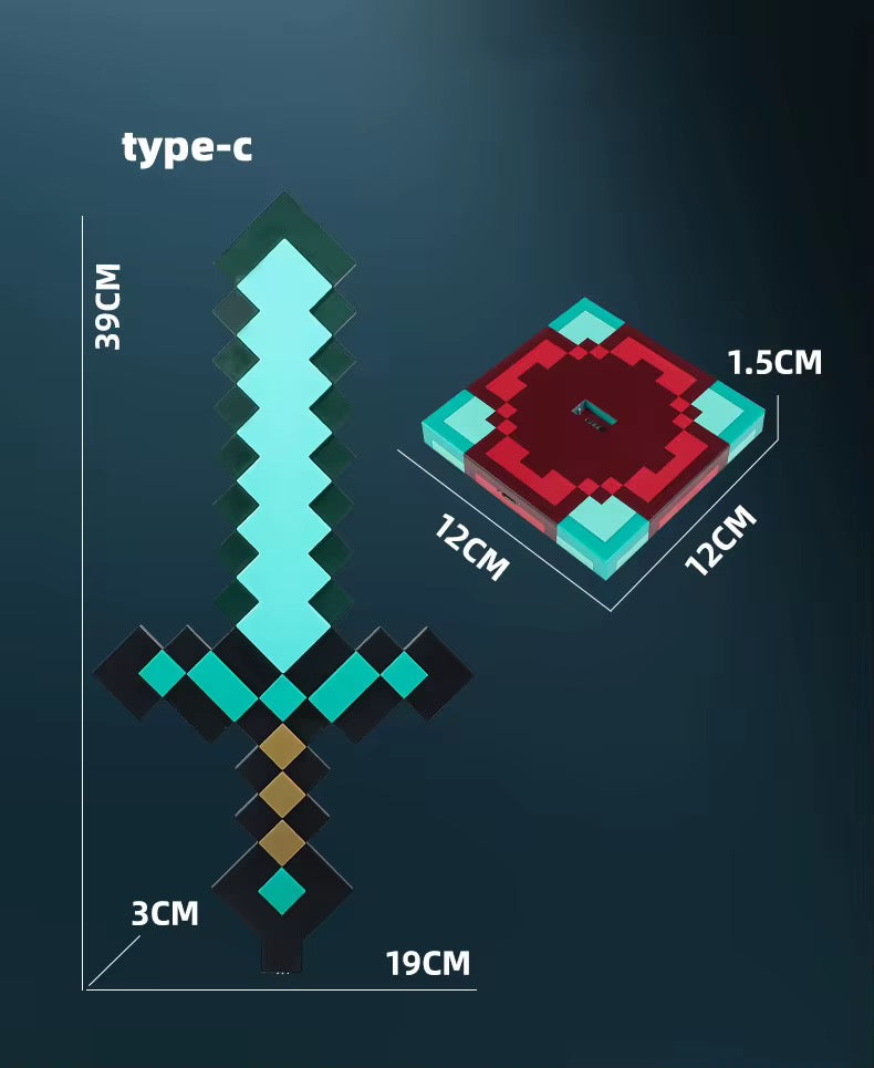 Minecraft Pixel Sword LED Night Light / Minecraft LED Diamond Sword Lamp
