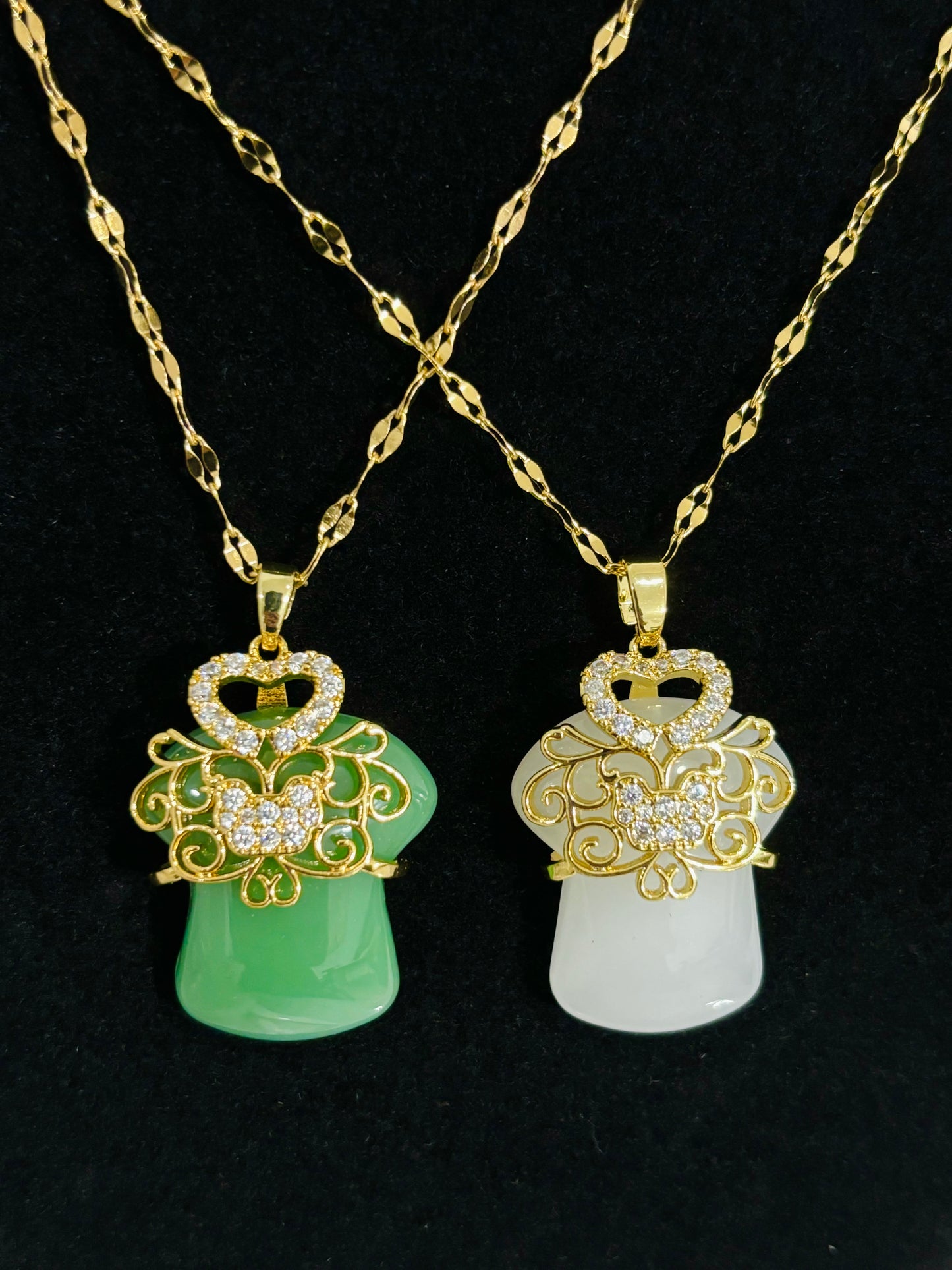 Cute Gipao Gown Jade Necklace