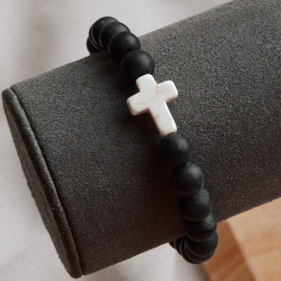 Natural Stone Cross Distance Bracelets 2pc