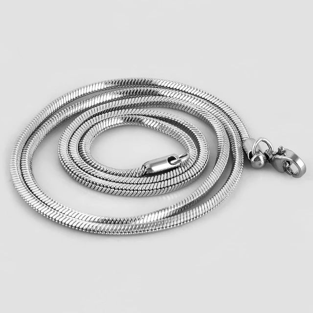 Stainless Steel Flat Snake Link Necklace Thin 2MM (22” - 56cm)