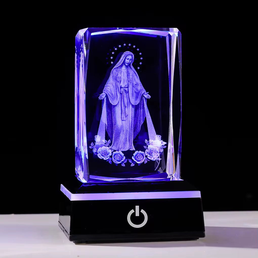 K9 Glass Crystal 3D Laser Engraved Virgin Marry Lamp