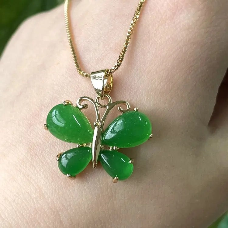 Natural Butterfly Jade Necklace