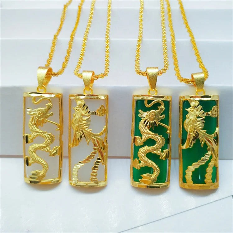 Jade Dragon & Phoenix Necklace