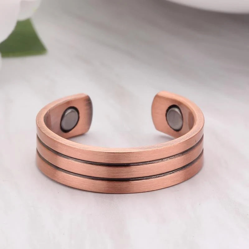 Adjustable Ultra Strength Pure Copper Magnetic Bracelet & Ring Set  (99.99% Copper)