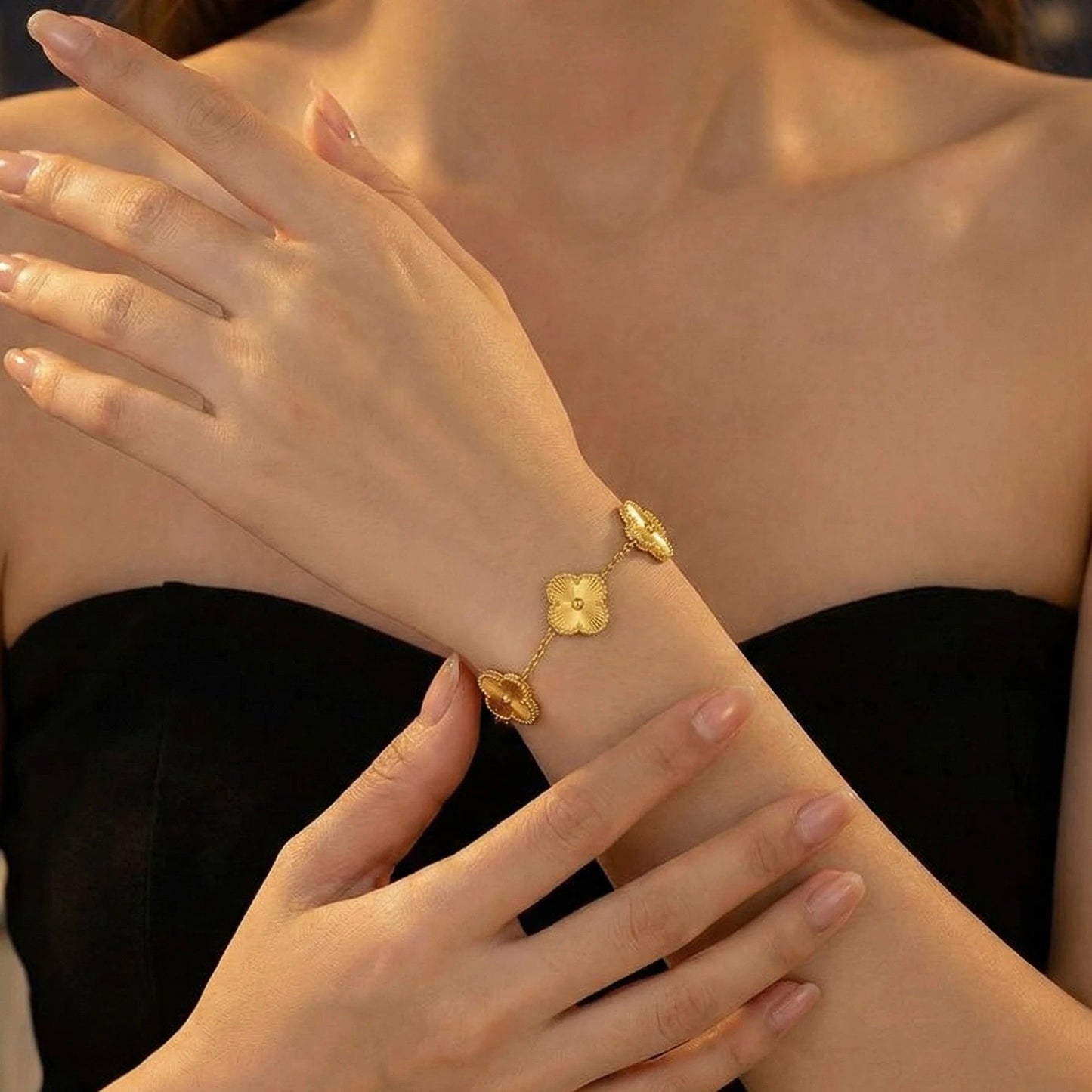 High Quality Stainless Steel Van Cleef Inspired Clover 3pc Set (Gold)