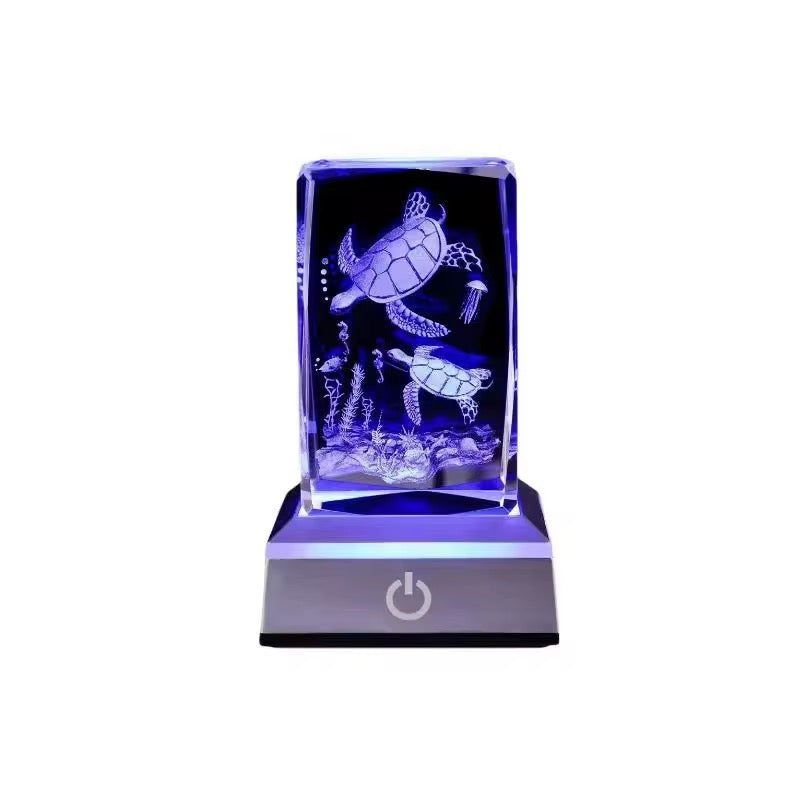 K9 Glass Crystal 3D Laser Engraved Sea Turtles Lamp