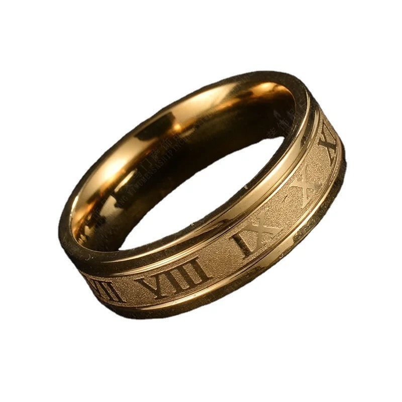 Stainless Steel Roman Numeric Ring