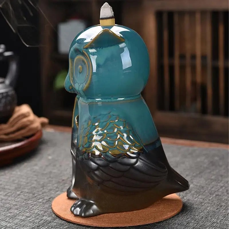 Owl Incense Holder +10 Free Back-Flow Incense