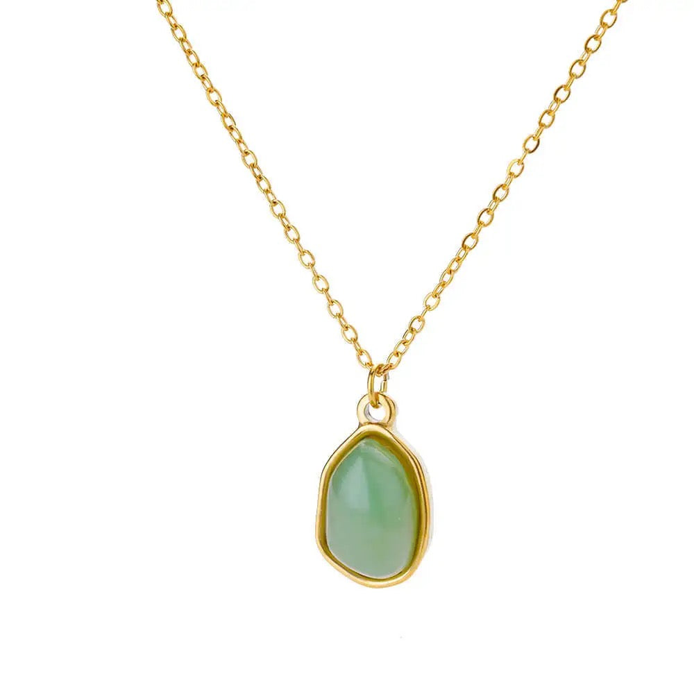 Dainty Stainless Steel Green Aventurine Necklace