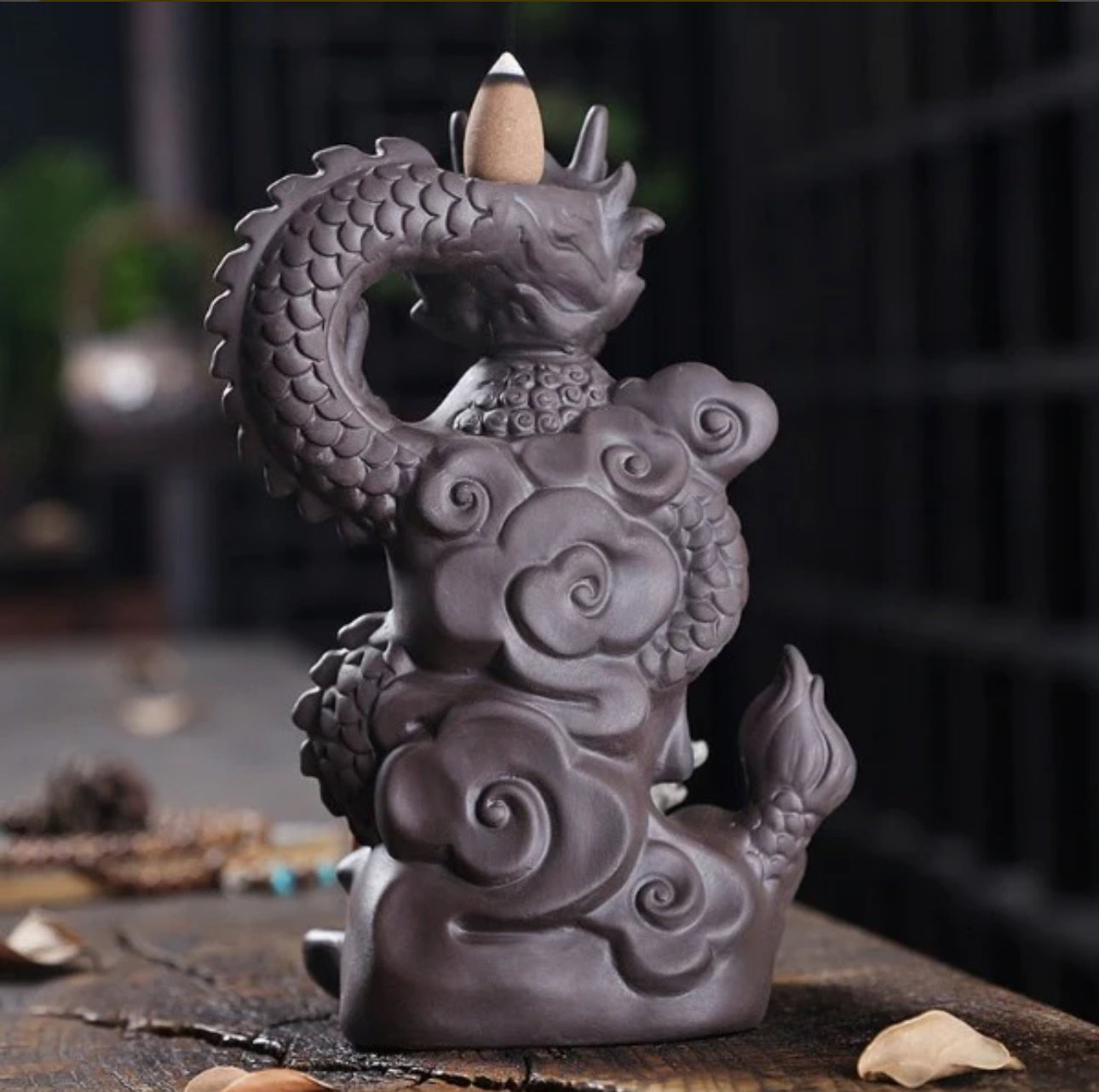 Buddha & Deagon Incense Holder + 10 Free Back-Flow Incense