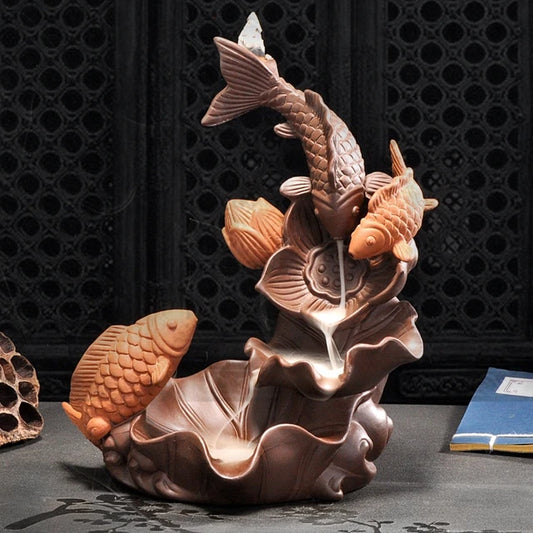 Koi Pind Designed Incense Holder + 10 Free Back-flow Incense