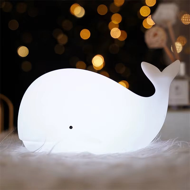 Adorable Squishy Silicone Animal Night Light (Chubby Whale)