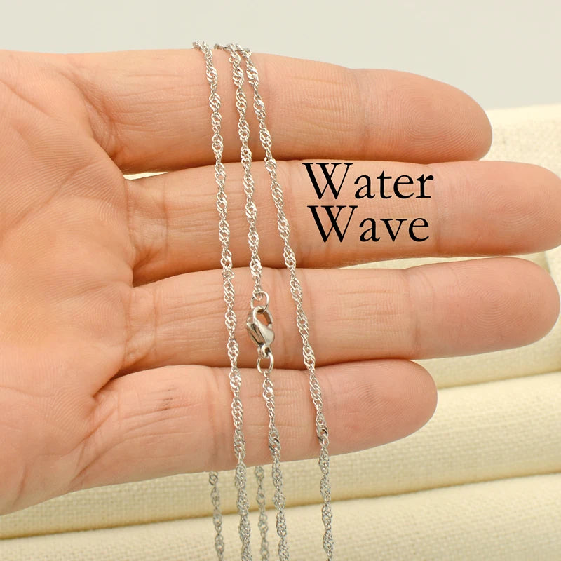 High Quality Stainless Steel Dainty Water Wave Chain (50cm Length)