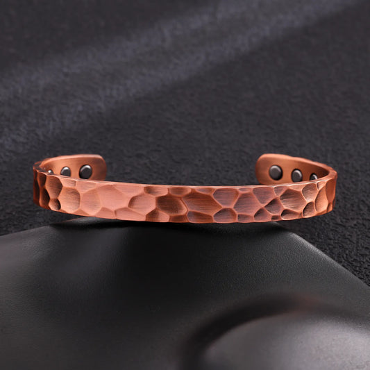 Adjustable Ultra Strength Pure Copper Magnetic Bracelet (99.99% Copper) Hammered Design