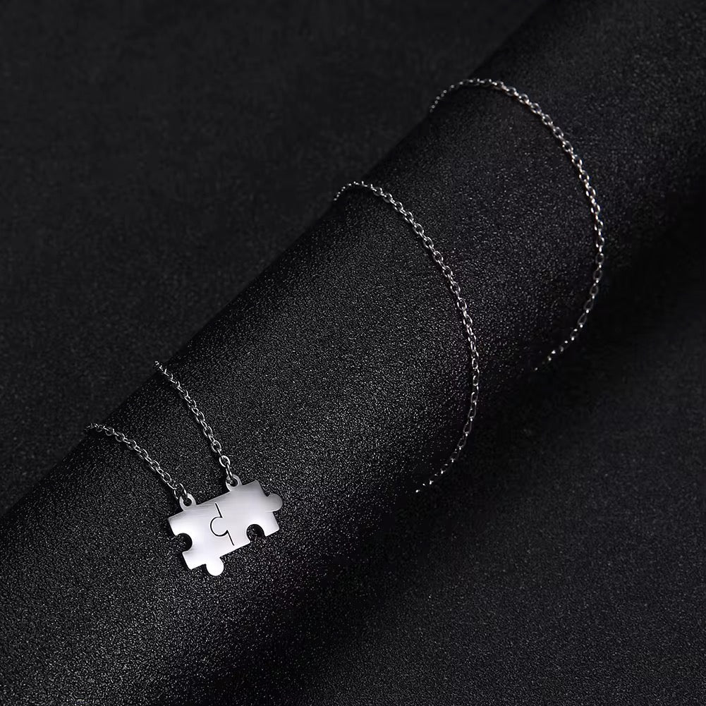 Customizable Stainless Steel Initial Joint Puzzle with Engraving
