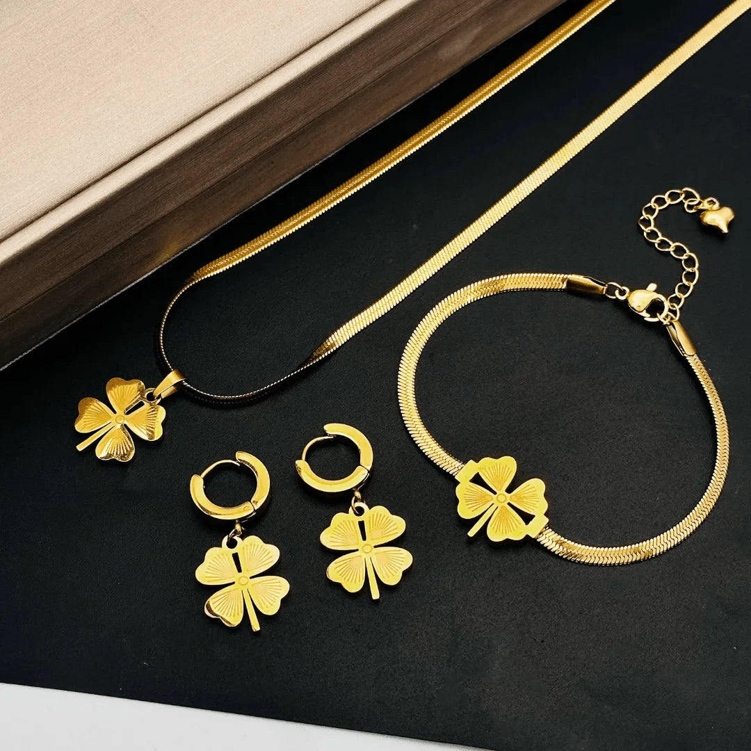 High Quality Stainless Steel Four Leaf Clover 3pc Set
