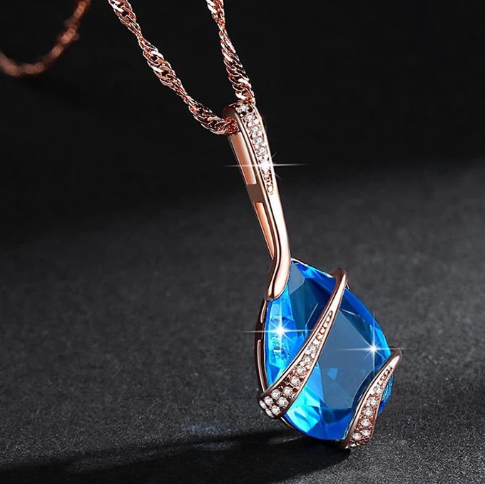 Teardrop Blue Zirconia Stone Set