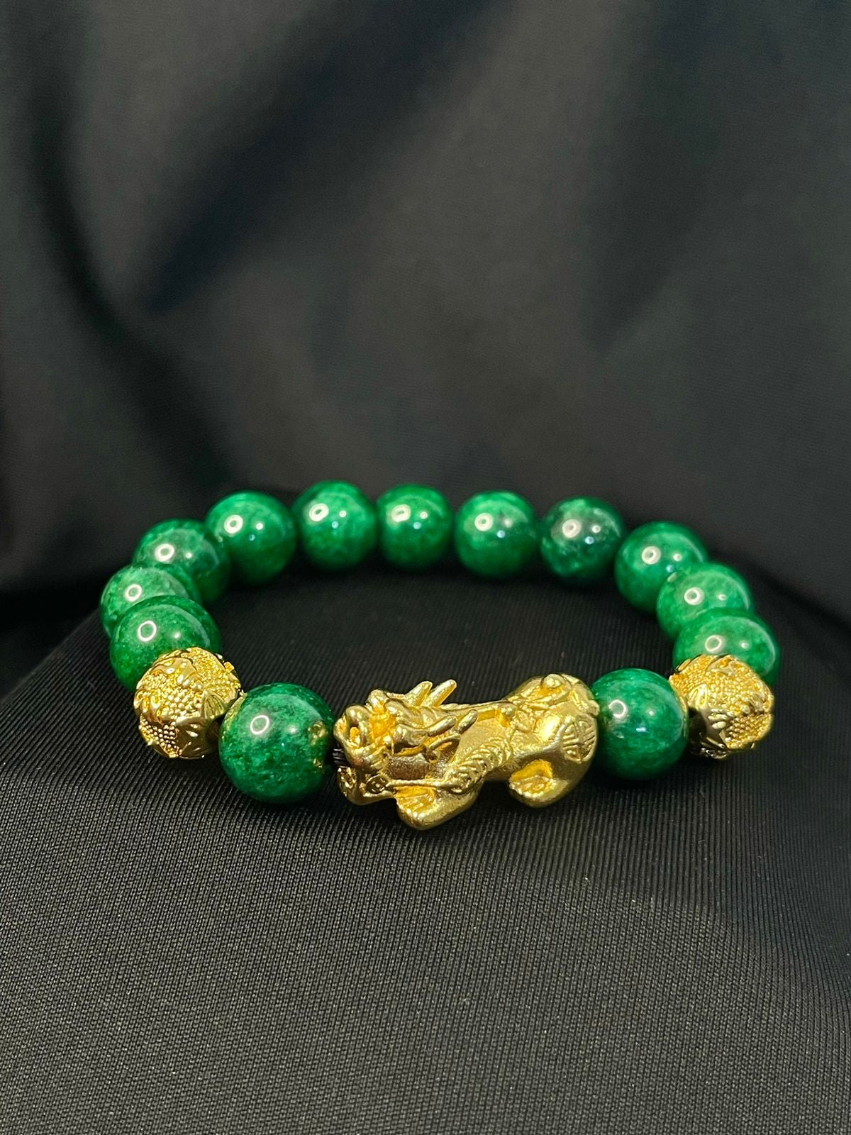 Feng Shui PiXiu Jade Wealth Bracelet (24K Gold Plated)