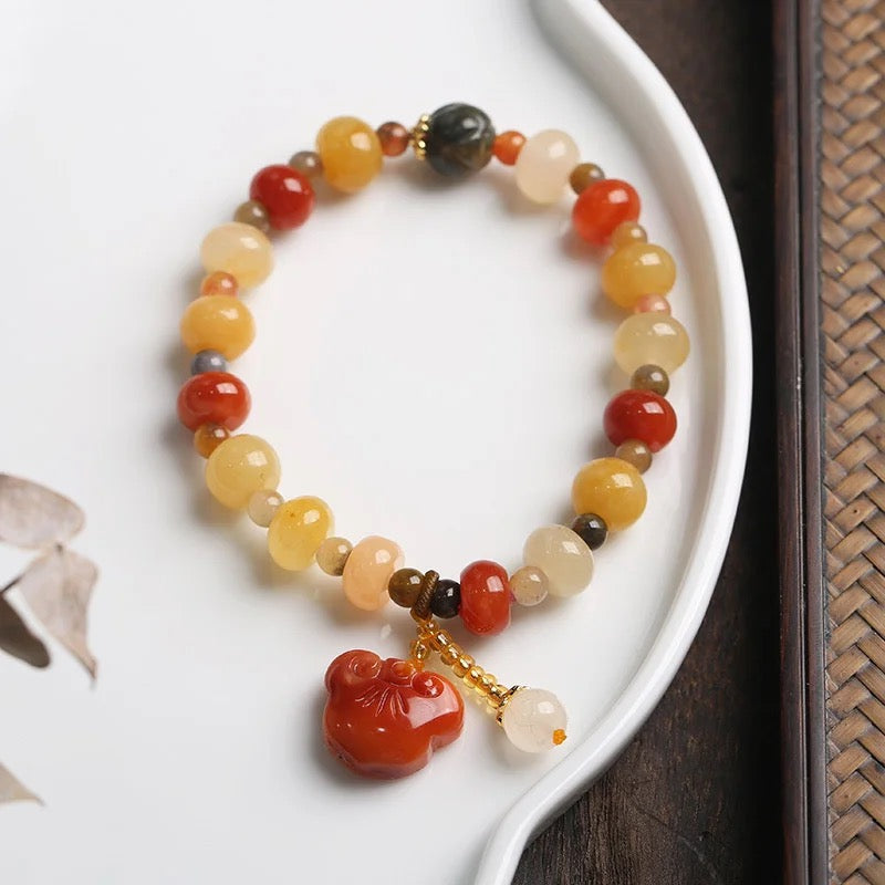 Natural Golden Silk Jade Lucky Charm Bracelet