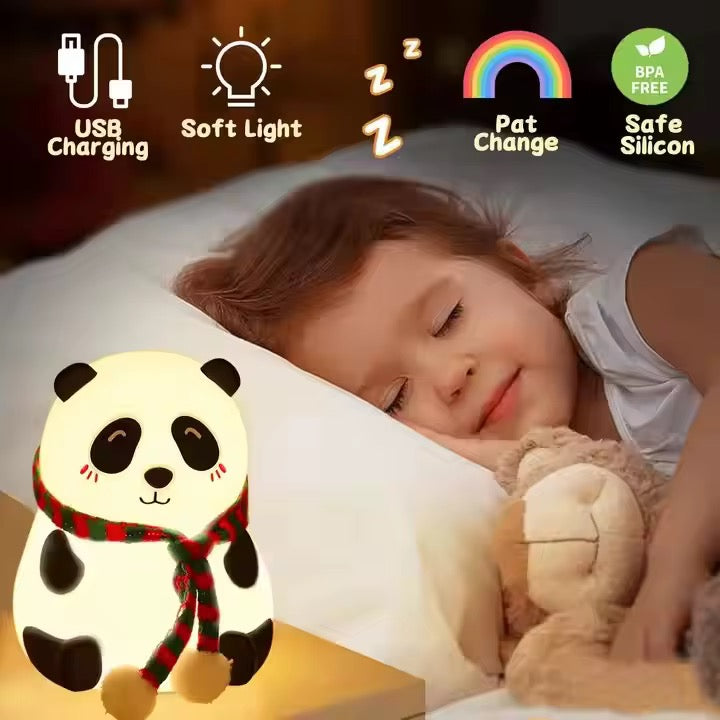 Adorable Squishy Silicone Animal Night Light (Panda with Scarf)