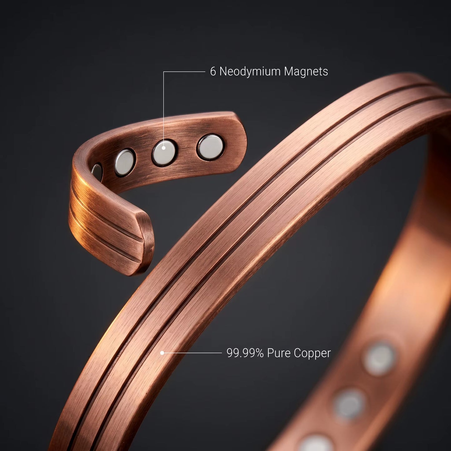 Adjustable Ultra Strength Pure Copper Magnetic Bracelet & Ring Set  (99.99% Copper)