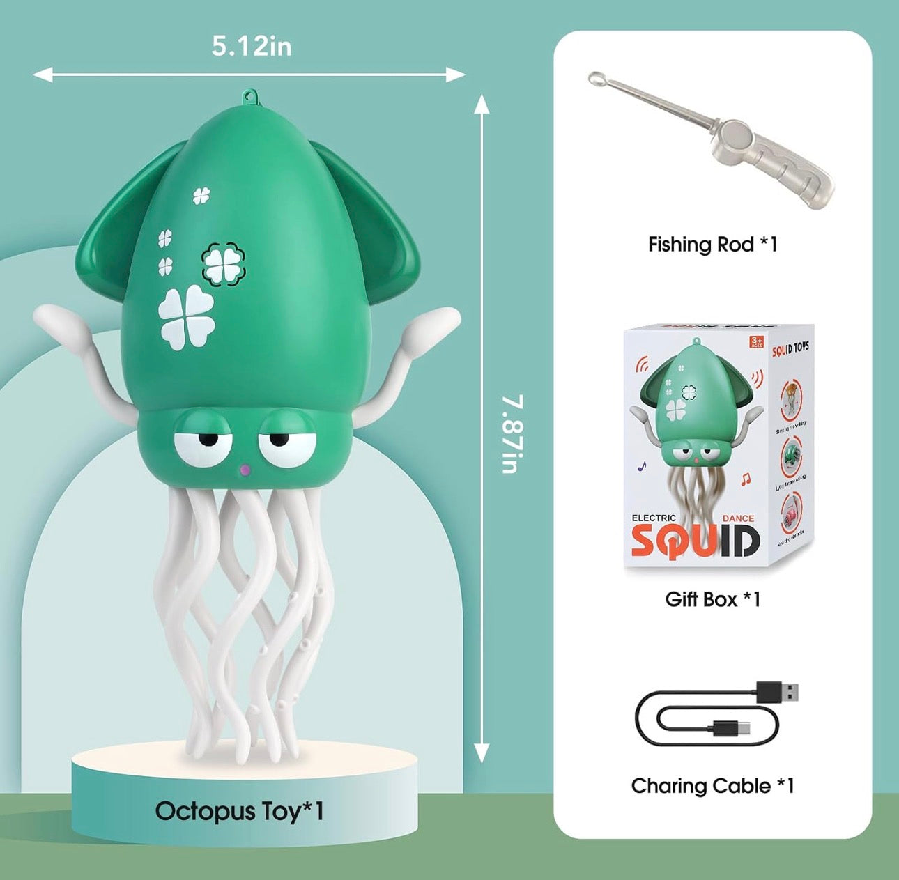 Kids Smart Electronic Dancing & Crawling Squid Toy with Obstacle Avoidance Sensor, Music & LED Lights
