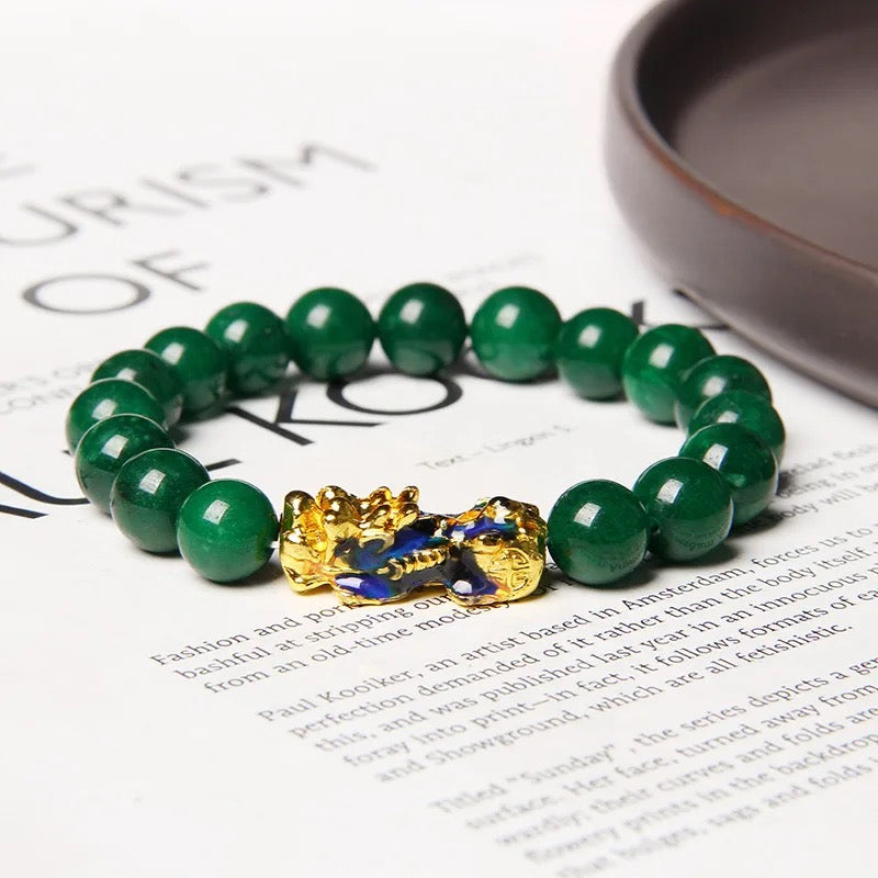 Green Jasper Wealth Pixiu Bracelet