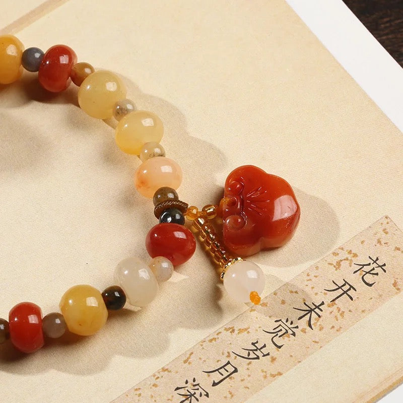 Natural Golden Silk Jade Lucky Charm Bracelet