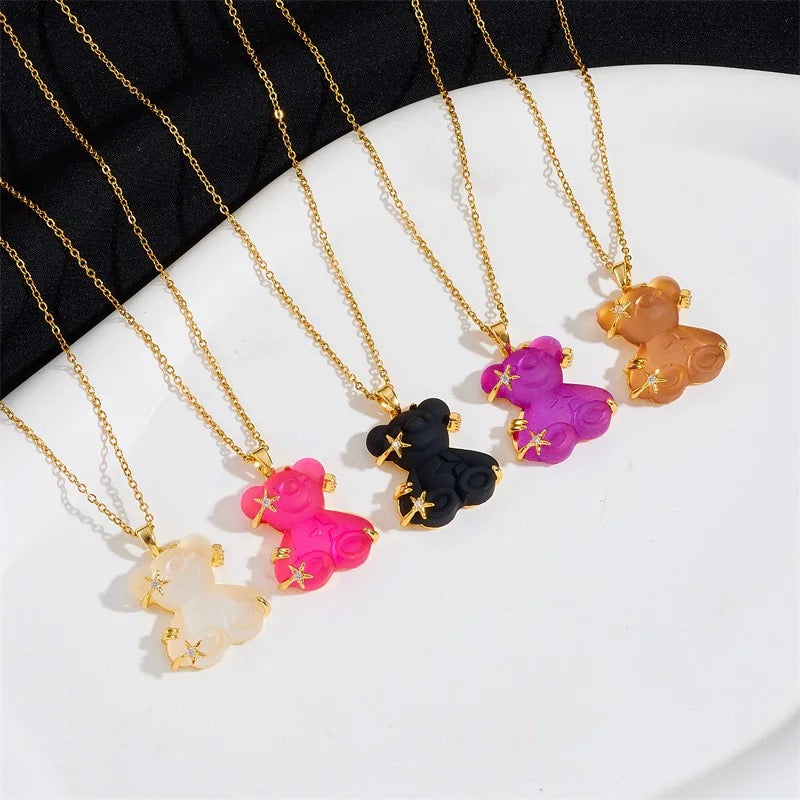 Crystal Teddy Bear Necklace