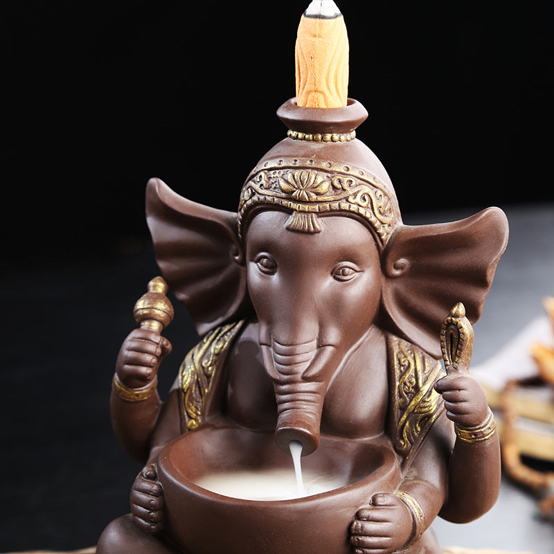 Lord Ganesh Incense Holder + 10 Free Back-Flow Incense Holder