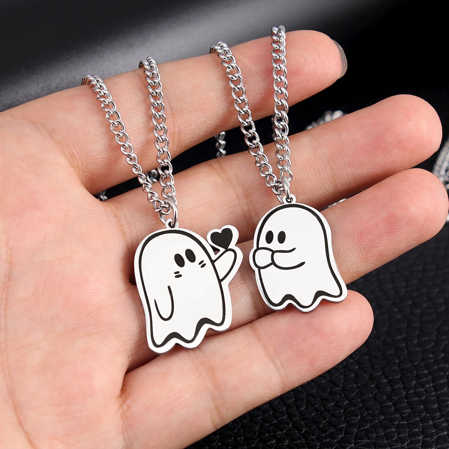 Stainless Steel Distance Couples Ghost Necklaces