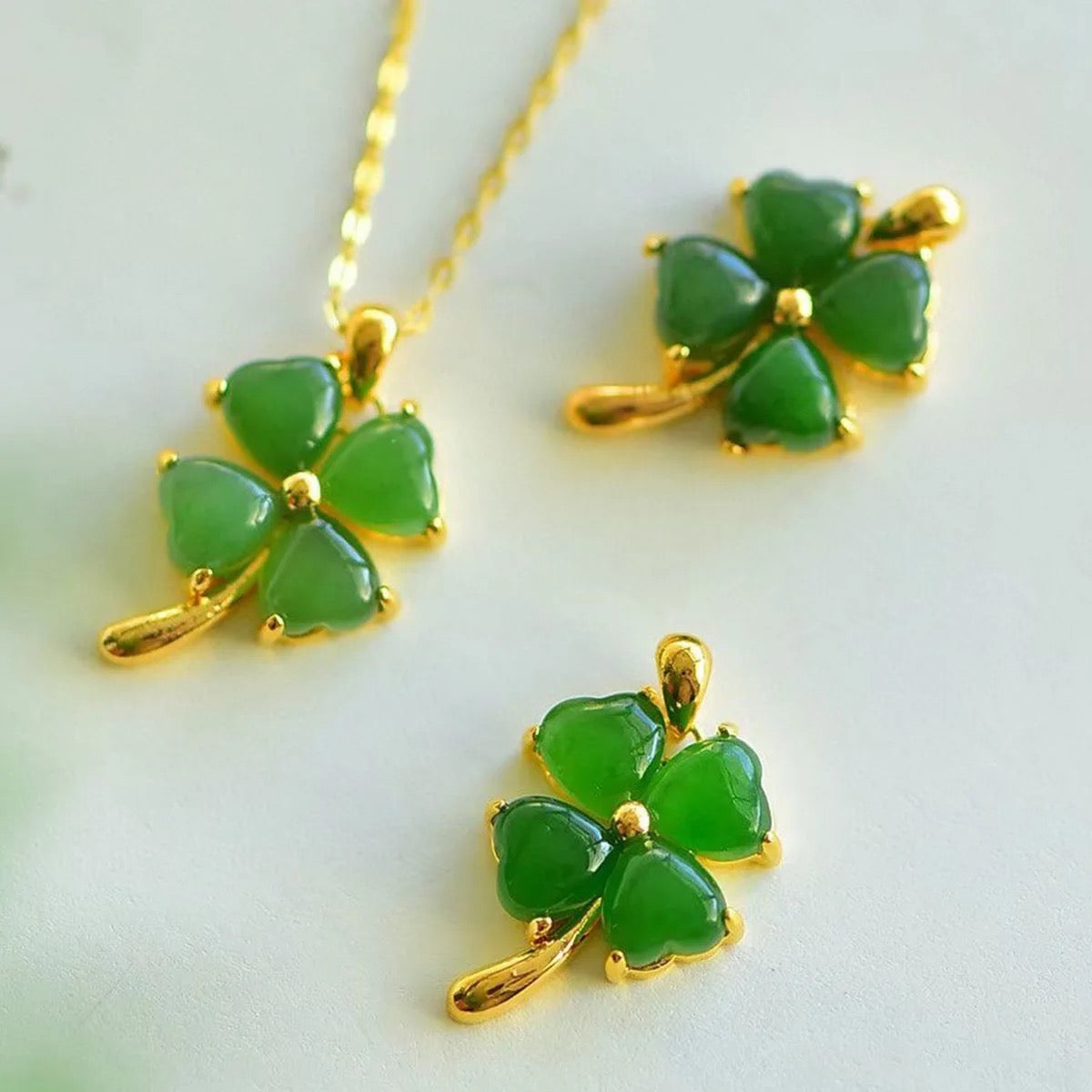 Mini Clover Jade Necklace