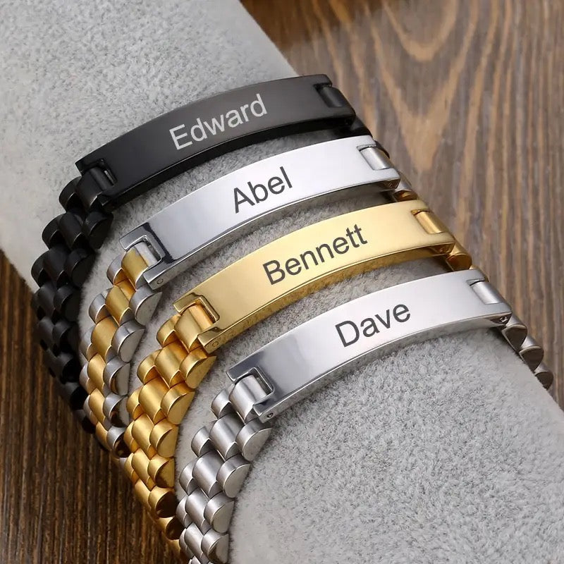 Customizable Stainless Steel Cuban Bracelet with Engraving