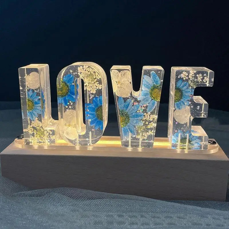 Eternal Chrysanthemum Flower Mother’s Love USB Lamp with LED Wooden Light Base